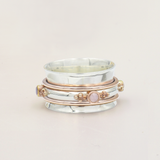 Aurora Silver, Rose Gold & Rose Quartz Spinning Ring