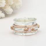 Aurora Silver, Rose Gold & Rose Quartz Spinning Ring