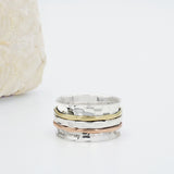 Galilei Three Band Mixed Metal & Sterling Silver Spinning Ring