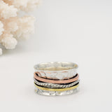 Anthe Wave Band Mixed Metal & Sterling Silver Spinning Ring