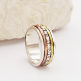 Pallene Bead Band Mixed Metal & Sterling Silver Spinning Ring