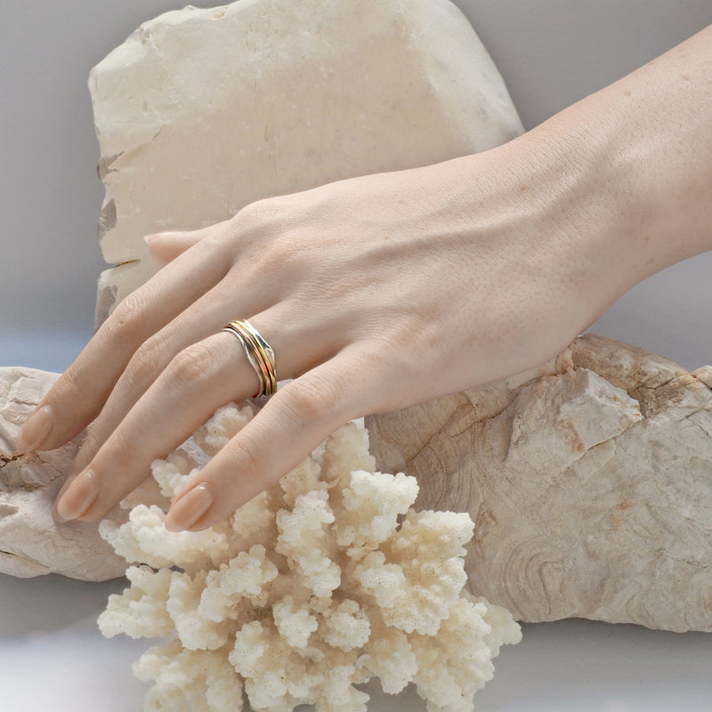 Sofia High Shine Mixed Metal & Sterling Silver Spinning Ring