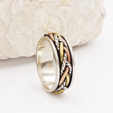 Opay Twisted Braid Mixed Metal & Sterling Silver Spinning Ring