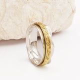 Phoebe Engraved Band Gold & Sterling Silver Spinning Ring