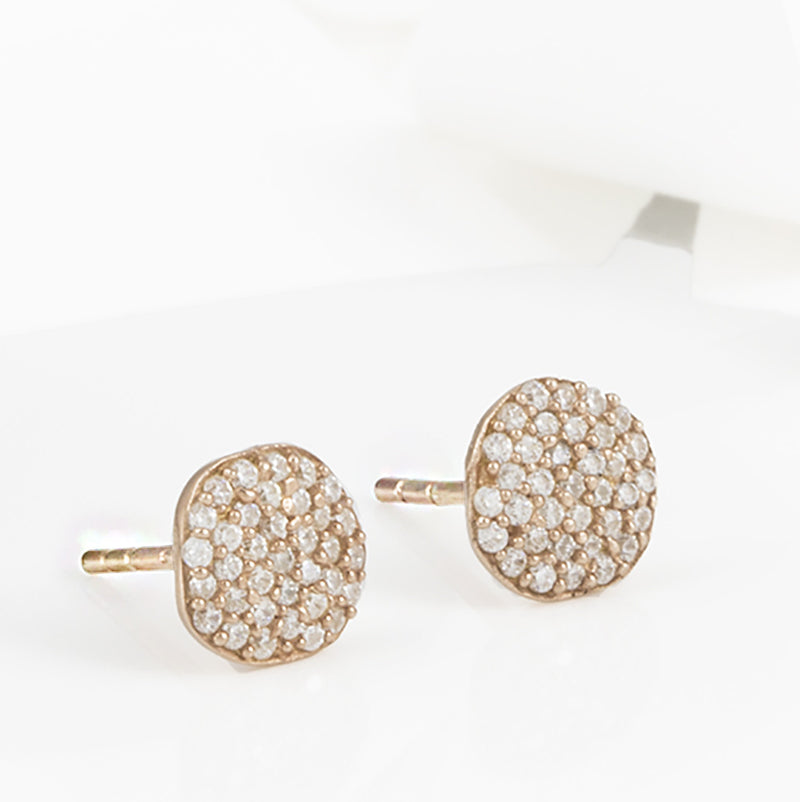 Cielo Rose Gold Pave Organic White Topaz Earrings