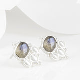 Cascabel Silver & Labradorite Boho Stud Earrings