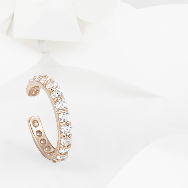 Stellar Rose Gold and White Topaz Ear Cuff