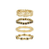 Aura Gold and Onyx Eternity Ring Set