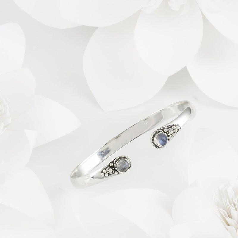 Cascabel Silver and Moonstone Bangle