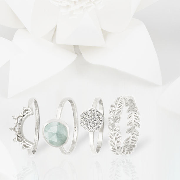 Indo Silver Halo Nesting Ring Set