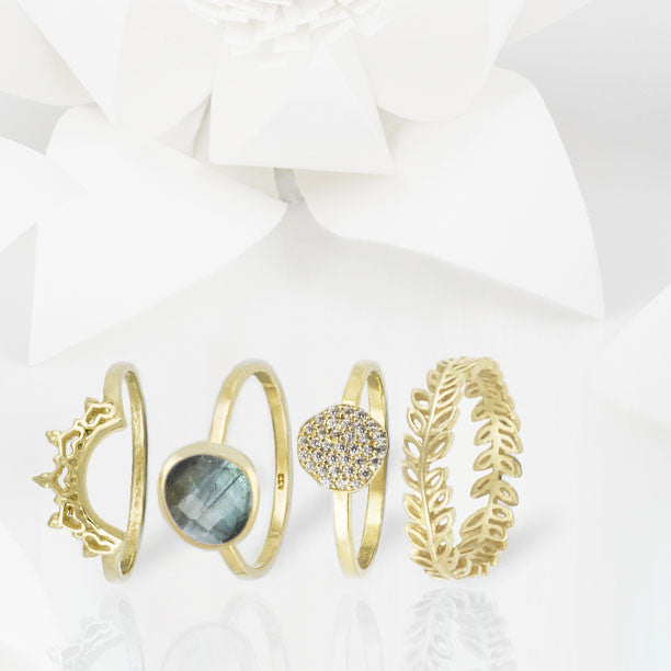 Indo Gold Halo Nesting Ring Set