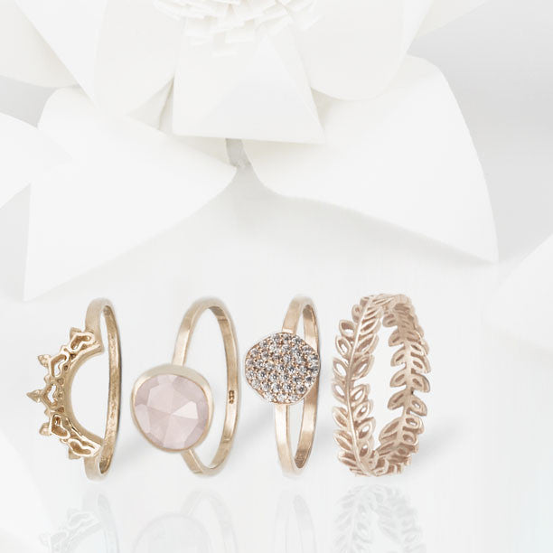 Indo Rose Gold Halo Nesting Ring Set