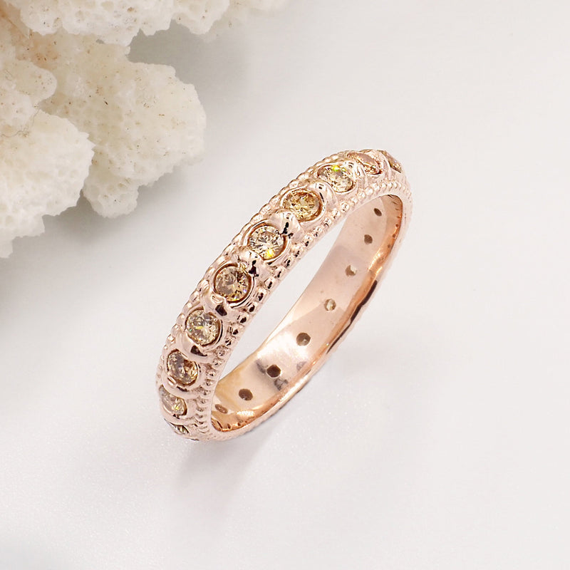Elia Yellow Citrine & Rose Gold Stacking Eternity Ring Band