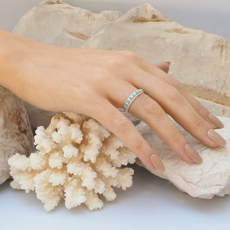 Elia Turquoise & Silver Stacking Eternity Ring Band