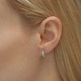 Tiny, Mini 18k Gold Plated & Turquoise Gemstone Molten 5mm Huggie Hoop Earrings