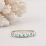 Elia Blue Topaz & Silver Stacking Eternity Ring Band November Birthstone