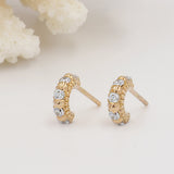 Tiny, Mini 18k Rose Gold Plated & White Topaz Molten 5mm Huggie Hoop Earrings