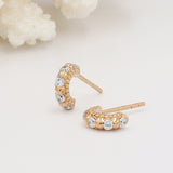 Tiny, Mini 18k Rose Gold Plated & White Topaz Molten 5mm Huggie Hoop Earrings