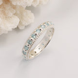 Elia Blue Topaz & Silver Stacking Eternity Ring Band November Birthstone