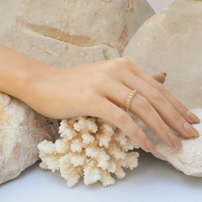 Elia Yellow Citrine & Rose Gold Stacking Eternity Ring Band