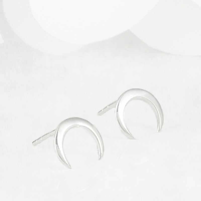 Luna Sterling Silver Horn Crescent Earrings