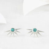 Estrella Silver Half Star Stud Earrings with Turquoise
