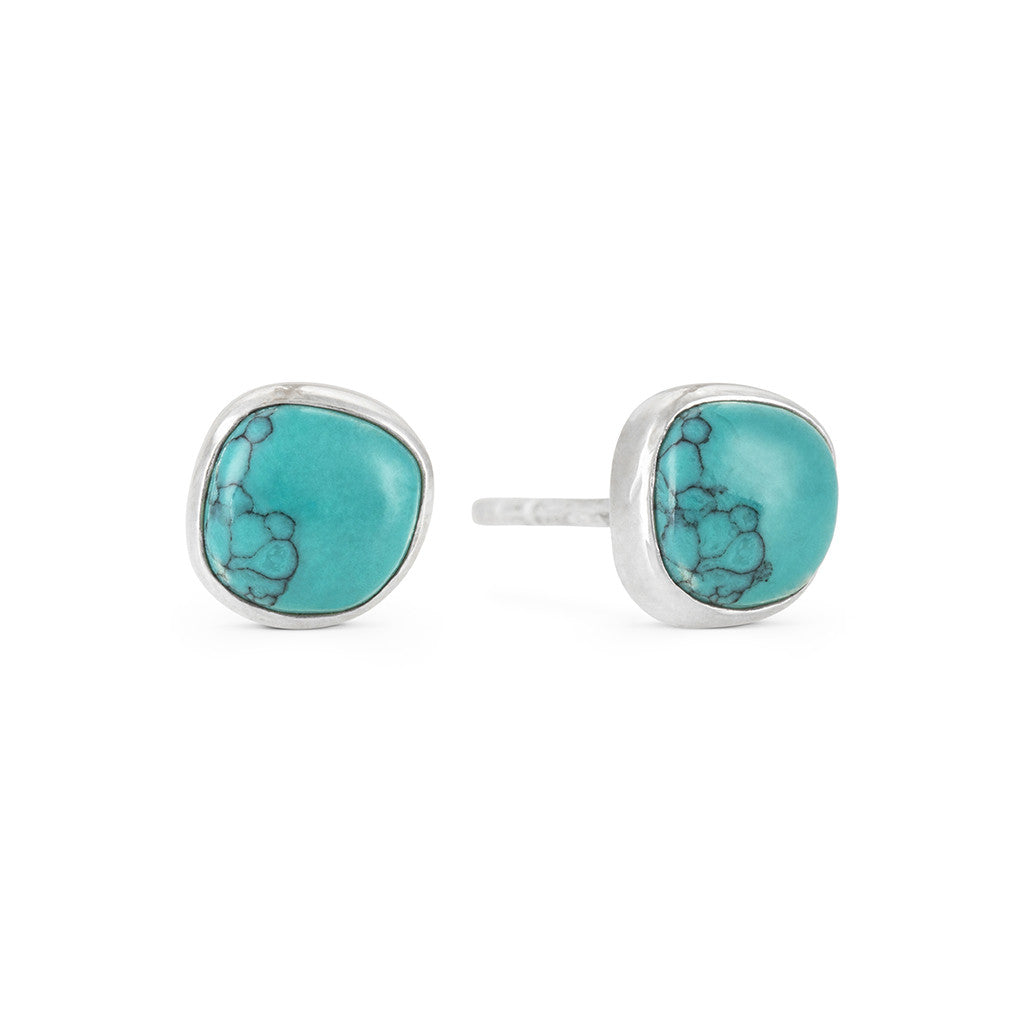 Azul Silver and Turquoise Stud Earrings & Stacking Ring Set